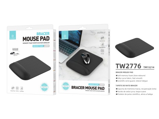 Tappetino per mouse nero TW2776 di Techancy, 20 mm di schiuma a memoria di forma, poggiapolsi ergono Tappetino per mouse nero TW2776 di Techancy, 20 mm di schiuma a memoria di forma, poggiapolsi ergono