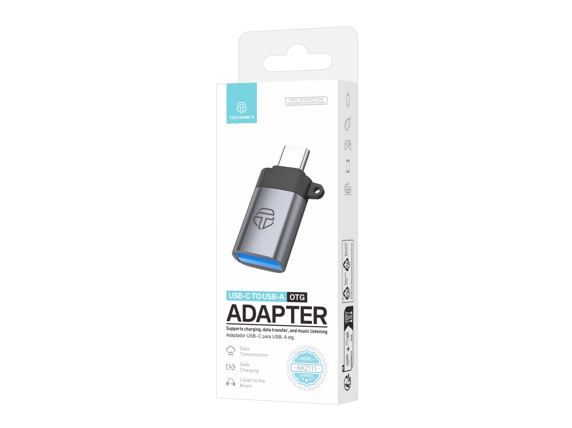 Techancy Adaptador USB-C para USB-A OTG KK2111, Alta Velocidade de Transferência, Carregamento Segu Techancy Adaptador USB-C para USB-A OTG KK2111, Alta Velocidade de Transferência, Carregamento Segu