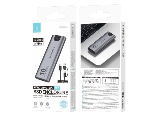 Techancy Caixa SSD M.2 NVMe portátil de alta velocidade MF1301 Cinza , 10 Gbps com USB-C, compatível Techancy Caixa SSD M.2 NVMe portátil de alta velocidade MF1301 Cinza , 10 Gbps com USB-C, compatível