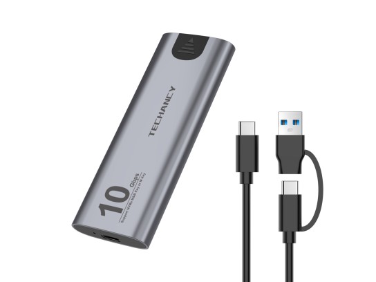Techancy Tragbares High-Speed-M.2-NVMe-SSD-Gehuse MF1301 Grau, 10 Gbps mit USB-C, kompatibel und le
