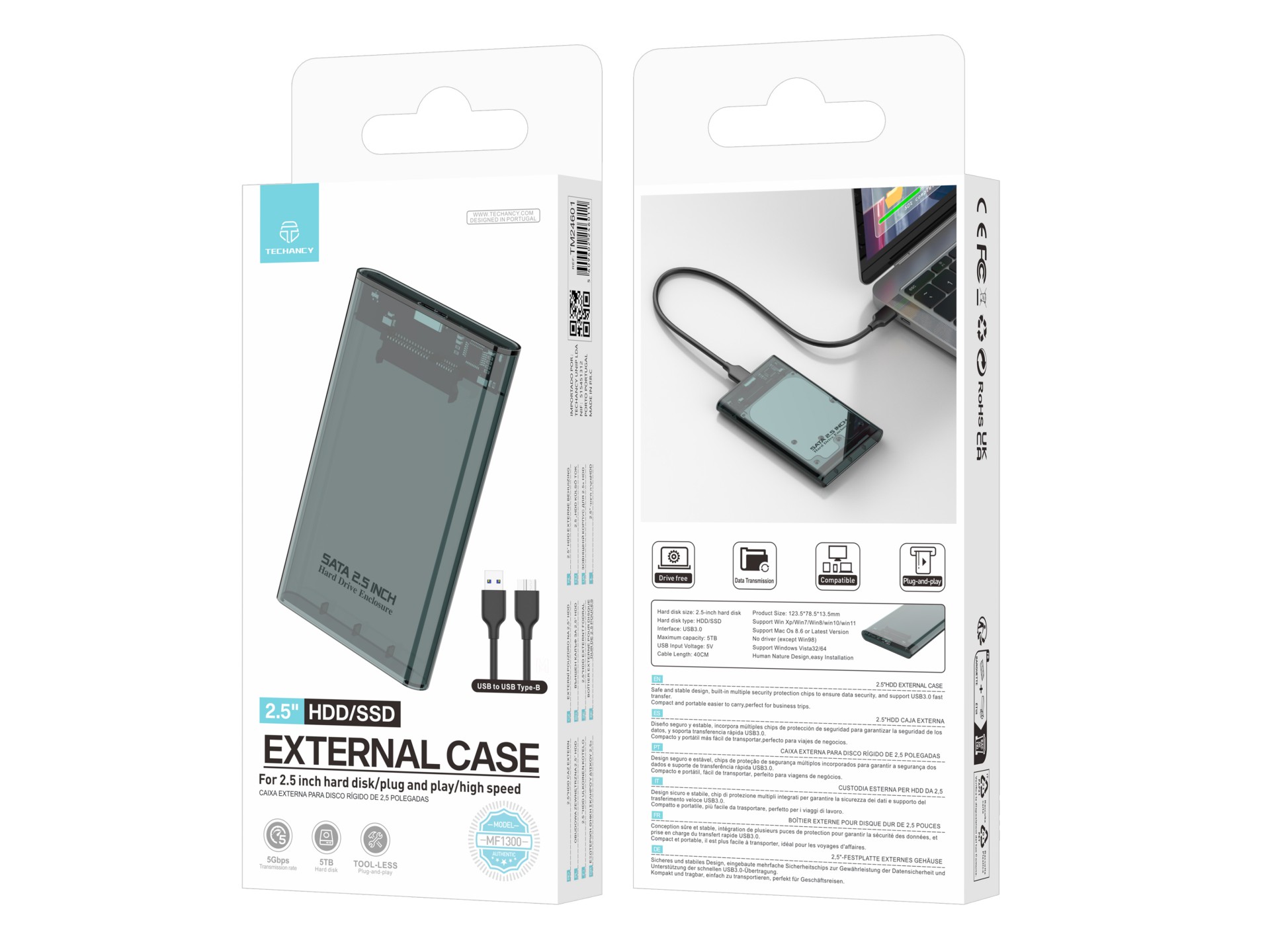 Techancy 2.5' SATA External HDD/SSD Case Black MF1300, with USB3.0 High Speed, Portable Techancy 2.5' SATA External HDD/SSD Case Black MF1300, with USB3.0 High Speed, Portable
