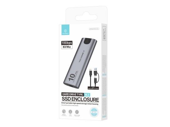 Techancy Caixa SSD M.2 NVMe portátil de alta velocidade MF1301 Cinza , 10 Gbps com USB-C, compatível Techancy Caixa SSD M.2 NVMe portátil de alta velocidade MF1301 Cinza , 10 Gbps com USB-C, compatível