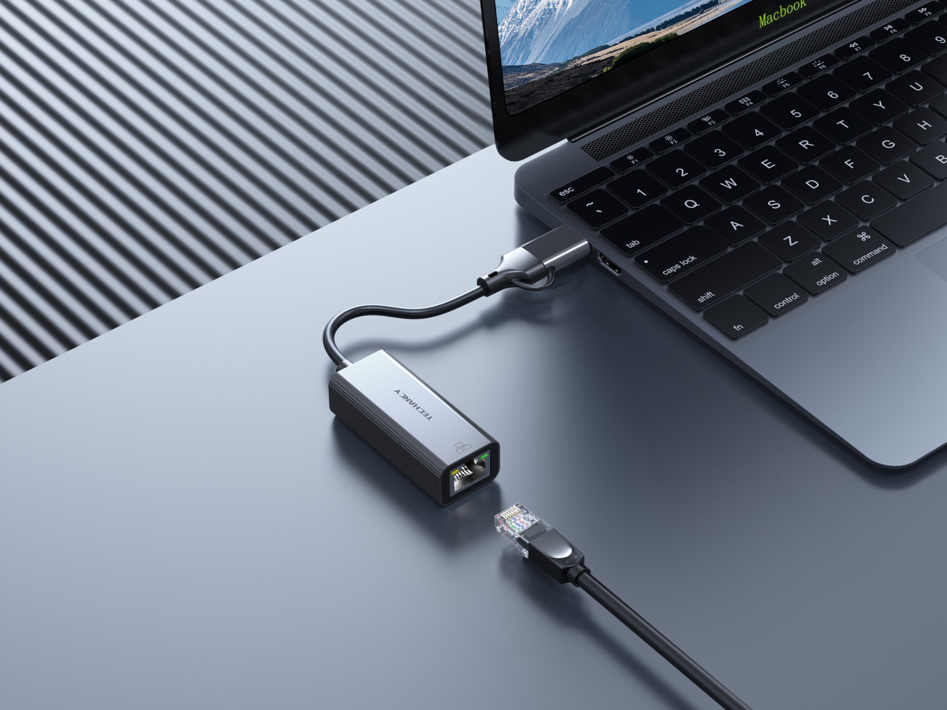 Adattatore Ethernet Techancy da USB-A/USB-C a RJ-45 MG1425, compatibile con sistemi Mac OS, iOS e Wi Adattatore Ethernet Techancy da USB-A/USB-C a RJ-45 MG1425, compatibile con sistemi Mac OS, iOS e Wi