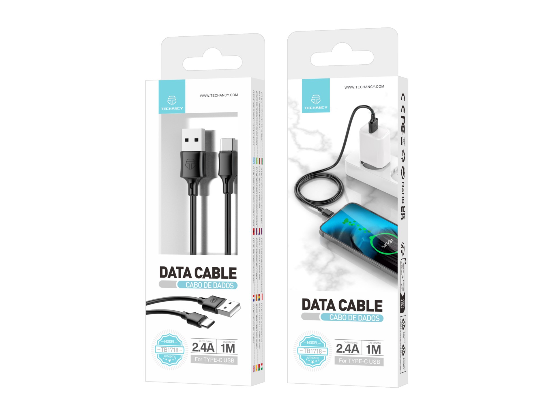 Typ-C Datenkabel 1M Schwarz 2.4A Typ-C Datenkabel 1M Schwarz 2.4A