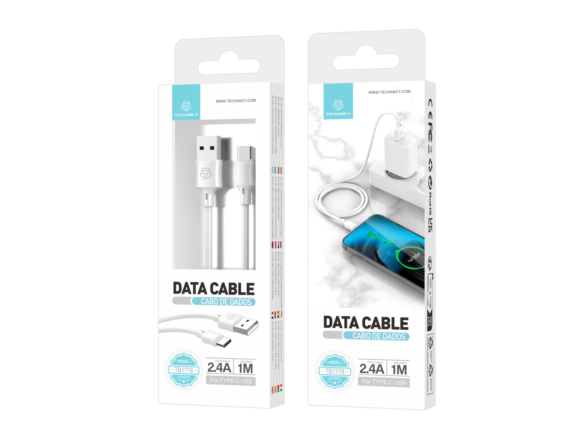 Typ-C Datenkabel 1M Weiß 2.4A Typ-C Datenkabel 1M Weiß 2.4A