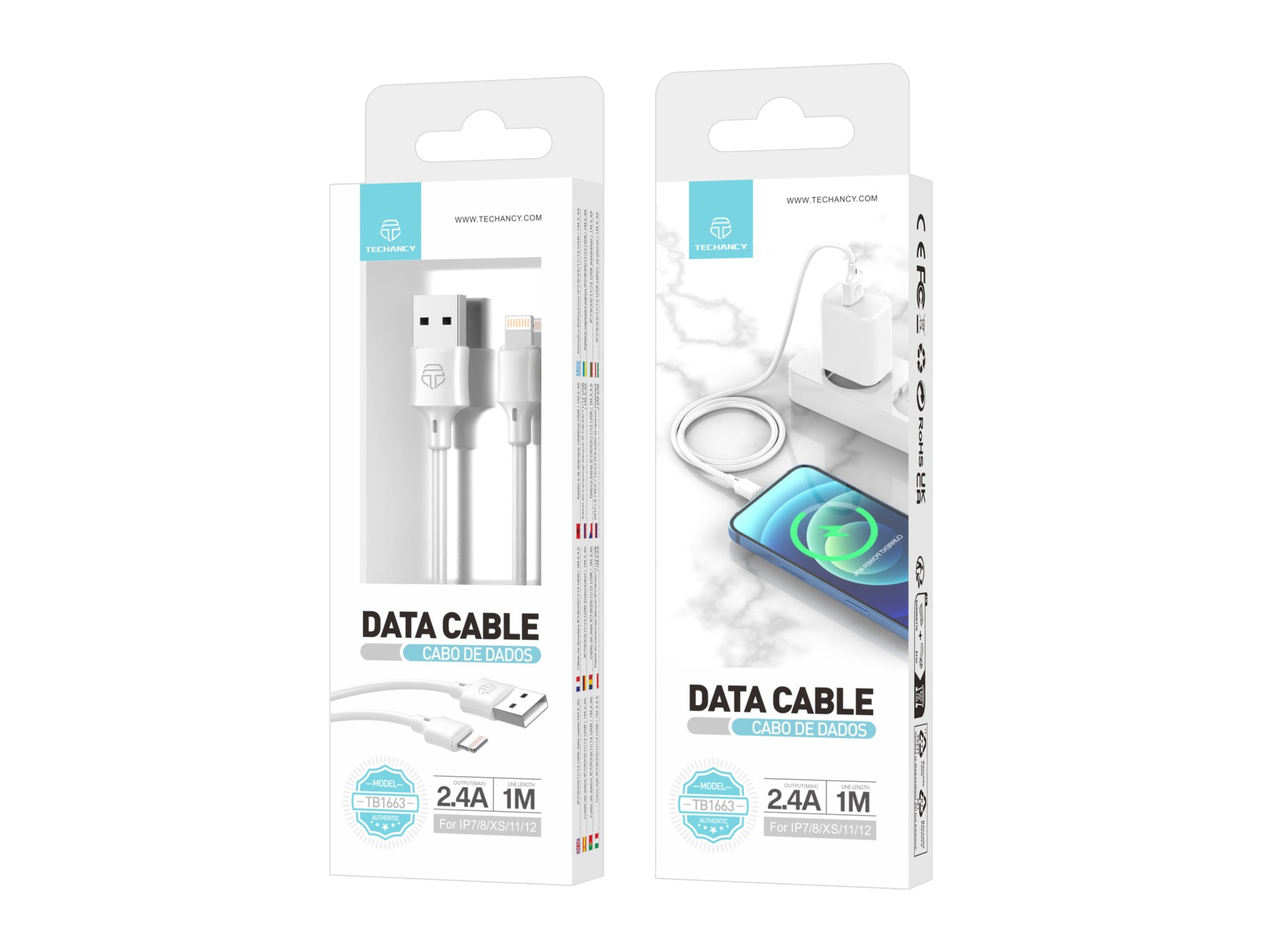 Pvc Data Cable 1M Ip7 / 8 / X / 11/12 White 2.4A Pvc Data Cable 1M Ip7 / 8 / X / 11/12 White 2.4A
