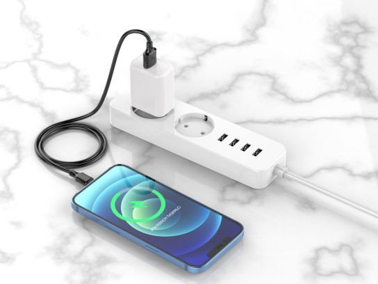 Cabo De Dados Em Pvc 1M Ip7 / 8 / X / 11/12 Preto 2.4A