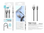 Cable de datos Tipo-C 2.4A Aluminio 1M Gris