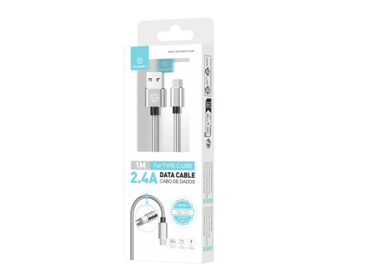 Typ-C Datenkabel 2.4A Aluminium 1M Silber