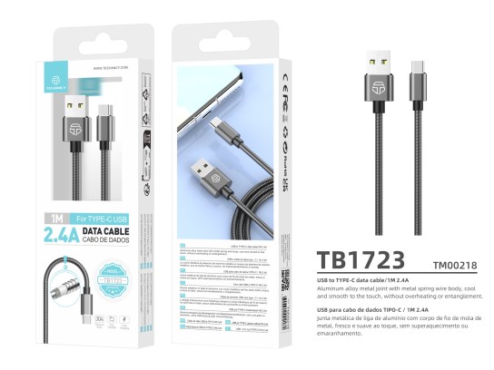 Datenkabel Typ-C 2.4A Aluminium 1M Grau Datenkabel Typ-C 2.4A Aluminium 1M Grau