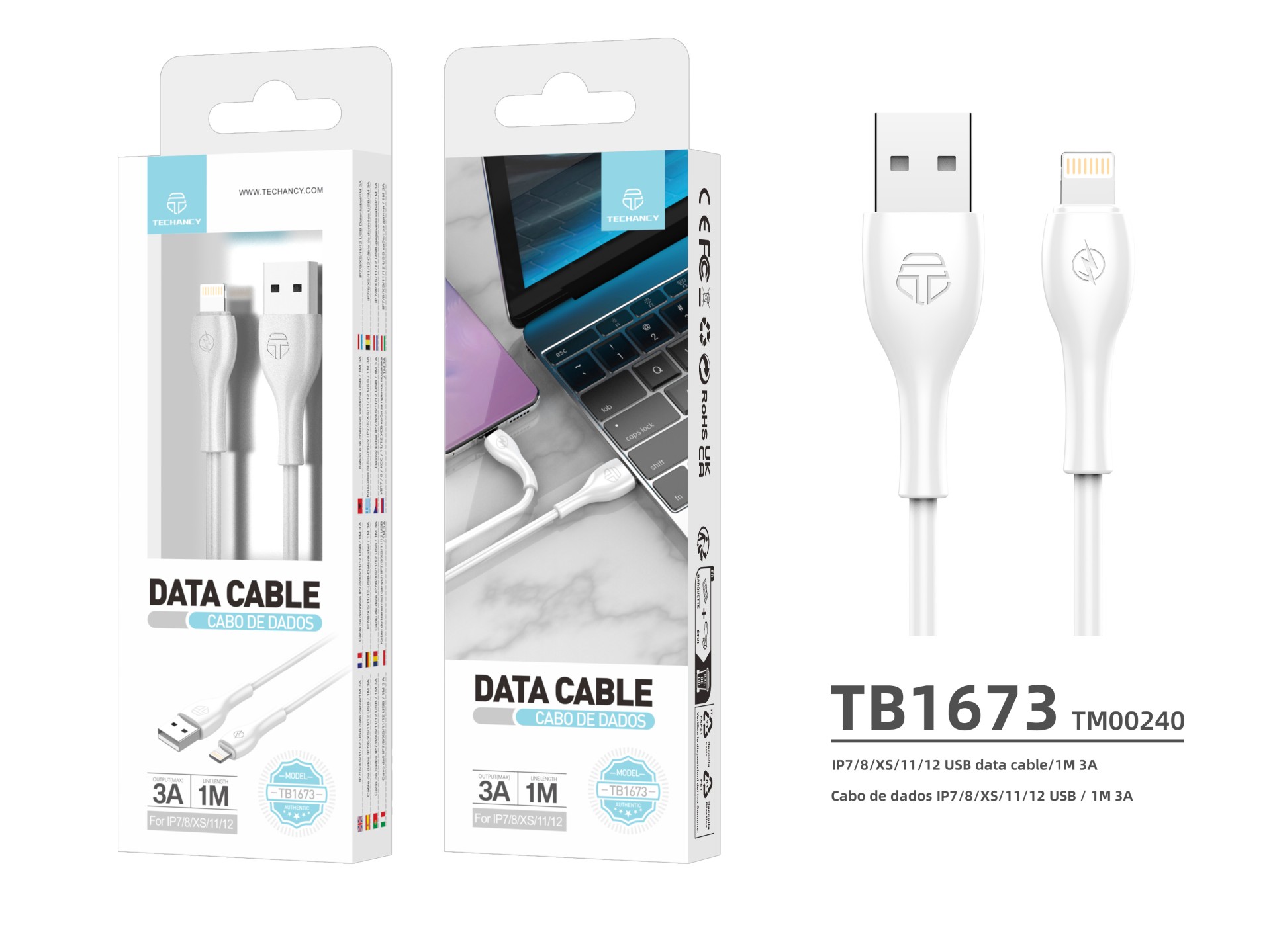 Pvc Data Cable 1M Lightning White 3A Pvc Data Cable 1M Lightning White 3A
