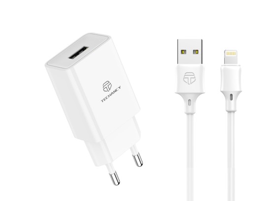 Caricatore con cavo per Ip 2.4A 1Usb 1M Bianco