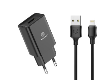 Wall Charger With Cable For Ip 2.4A 1Usb 1M Black