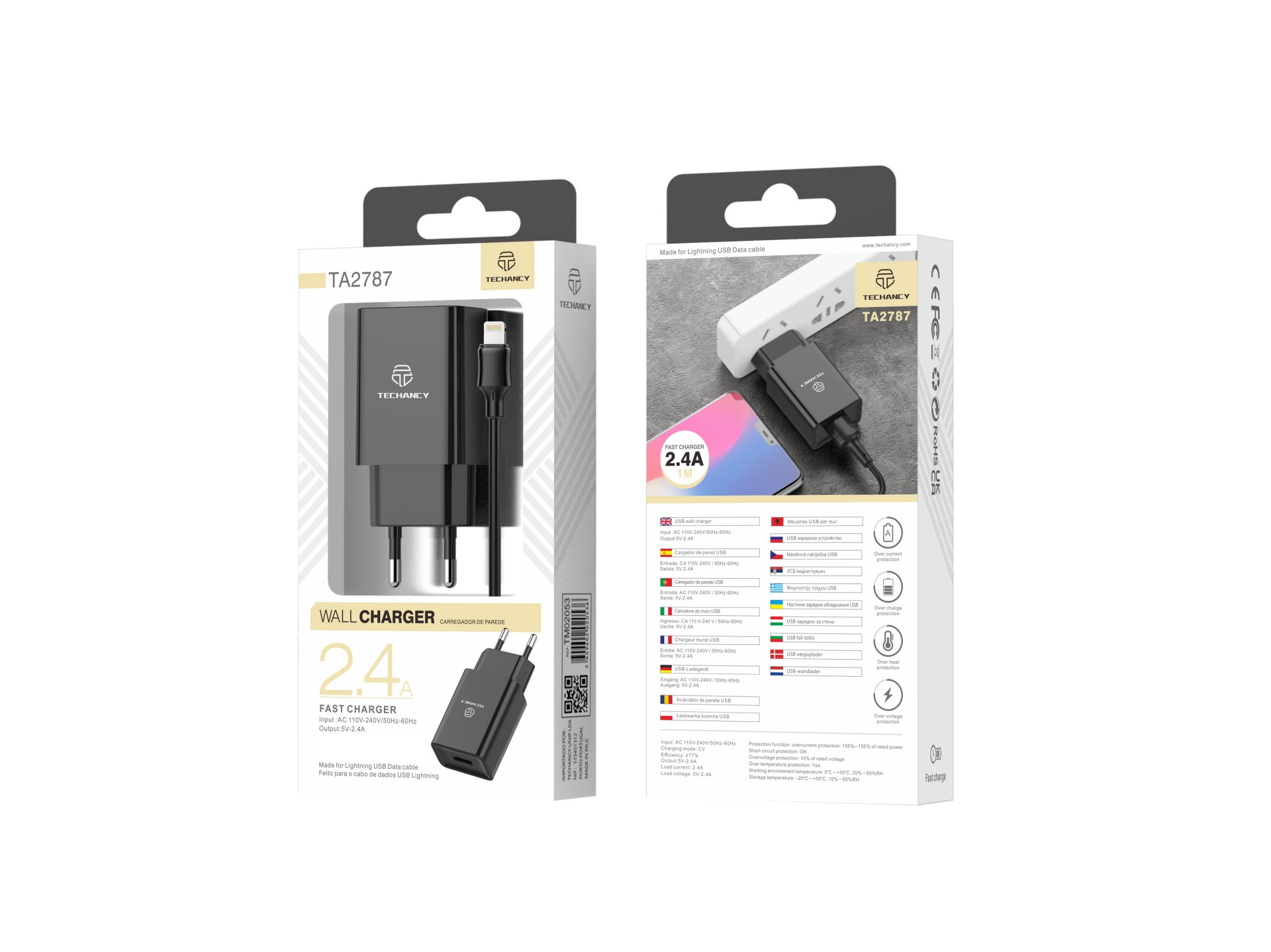 Wall Charger With Cable For Ip 2.4A 1Usb 1M Black Wall Charger With Cable For Ip 2.4A 1Usb 1M Black