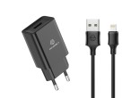 Caricatore da parete con cavo per Ip 2.4A 1Usb 1M Nero