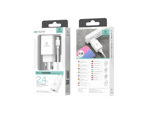 Charger With Cable For Ip 2.4A 1Usb 1M White Charger With Cable For Ip 2.4A 1Usb 1M White