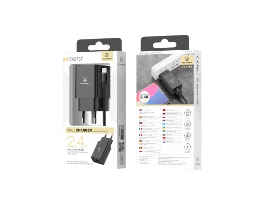 Wall Charger With Cable For Ip 2.4A 1Usb 1M Black Wall Charger With Cable For Ip 2.4A 1Usb 1M Black