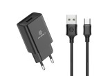 Carregador Com Cabo Para Type-C 2.4A 1Usb 1M Preto