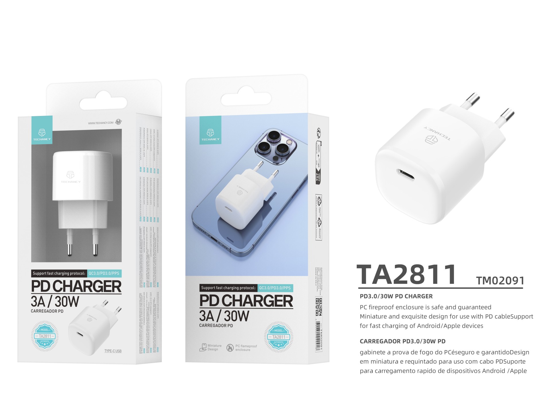30 W Usb C Ladeger�t, Quntis Pd 3.0 2 M 1 Schnelles Ladeger�t (Lightning und Typ C) Kompatibel mit I