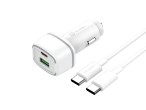 Cargador De Coche Pd20W + Qc3.018W 38 W Blanco + Cable Typec-Typec Pd Cargador De Coche Pd20W + Qc3.018W 38 W Blanco + Cable Typec-Typec Pd