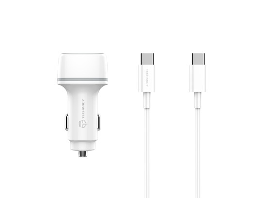 Cargador De Coche Pd20W + Qc3.018W 38 W Blanco + Cable Typec-Typec Pd Cargador De Coche Pd20W + Qc3.018W 38 W Blanco + Cable Typec-Typec Pd