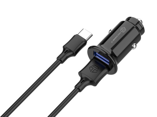 Autoladegerät 2Usb 2.4A Typ-C Schwarz Autoladegerät 2Usb 2.4A Typ-C Schwarz