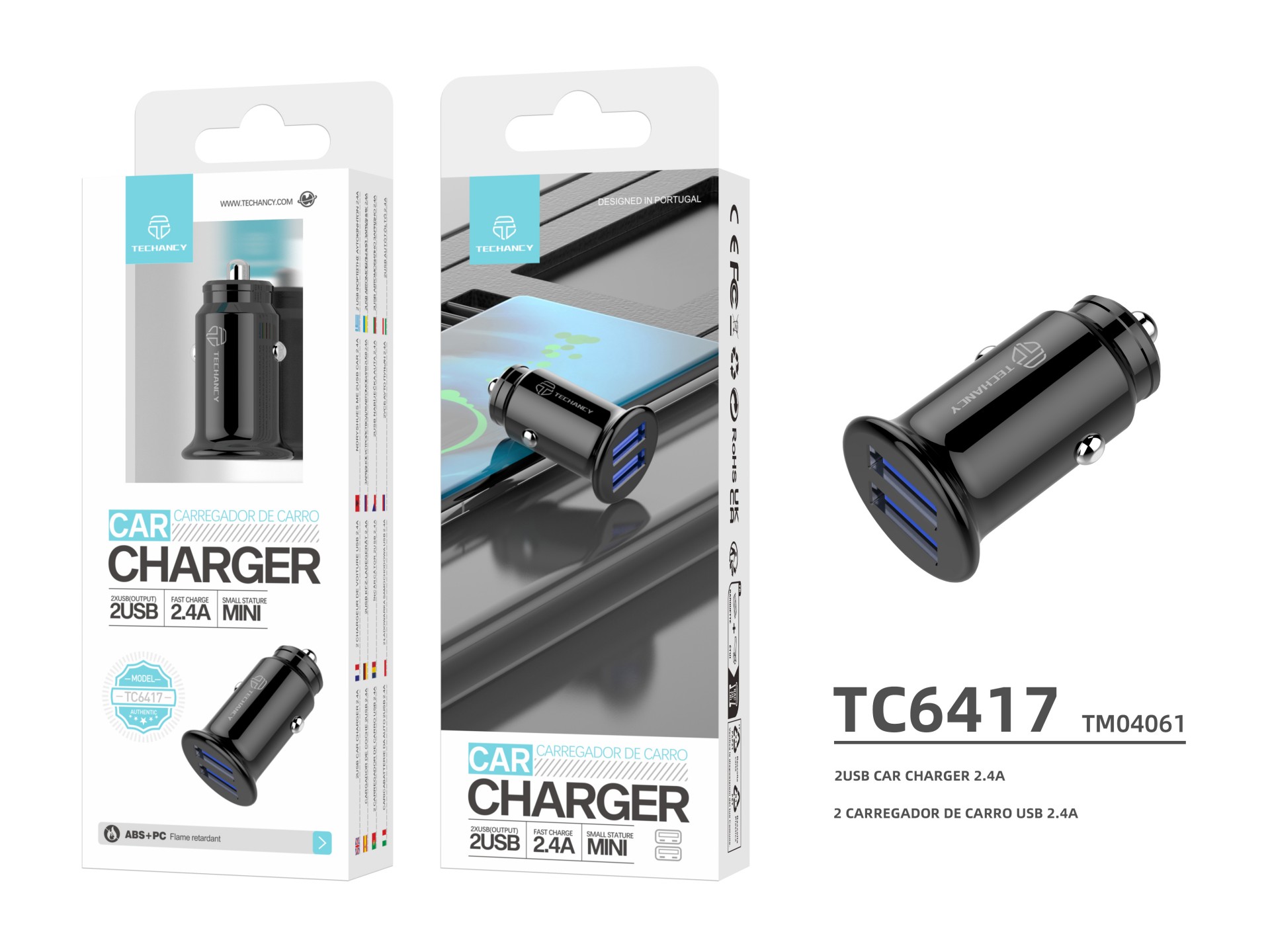 Carregador D Carro 2Usb 2.4A Preto Carregador D Carro 2Usb 2.4A Preto