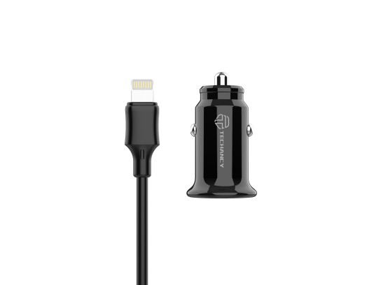 Carregador De Carro Lightning 2Usb 2.4A Preto