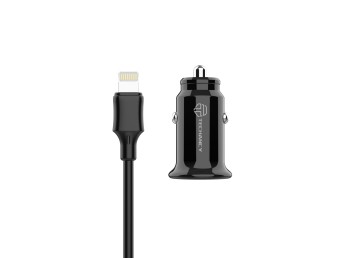 Carregador De Carro Lightning 2Usb 2.4A Preto