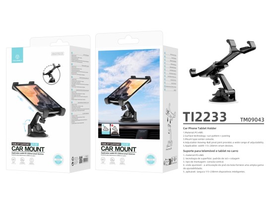 Techancy Supporto per telefoni cellulari e tablet 4.7-13' TI2233 Nero, rotazione a 360°, ventosa reg Techancy Supporto per telefoni cellulari e tablet 4.7-13' TI2233 Nero, rotazione a 360°, ventosa reg