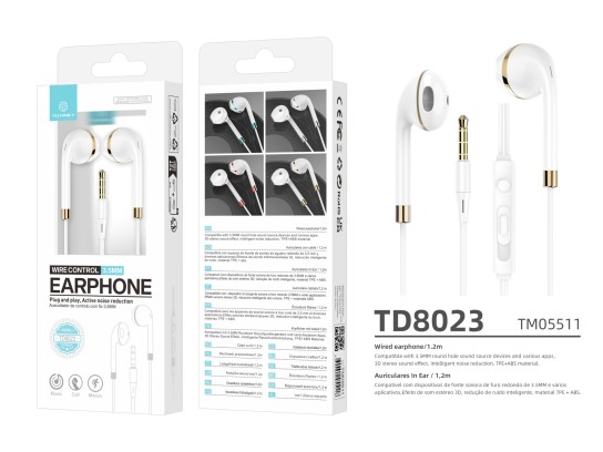 Cuffie cablate Techancy TD8023, spinotto da 3,5 mm, controllo a filo, microfono HD, cavo da 1,2 m Cuffie cablate Techancy TD8023, spinotto da 3,5 mm, controllo a filo, microfono HD, cavo da 1,2 m