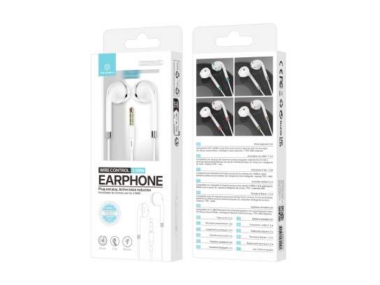 Techancy Fone de ouvido com fio TD8023, plugue 3,5 mm, controle no fio, microfone HD, cabo 1,2m Techancy Fone de ouvido com fio TD8023, plugue 3,5 mm, controle no fio, microfone HD, cabo 1,2m