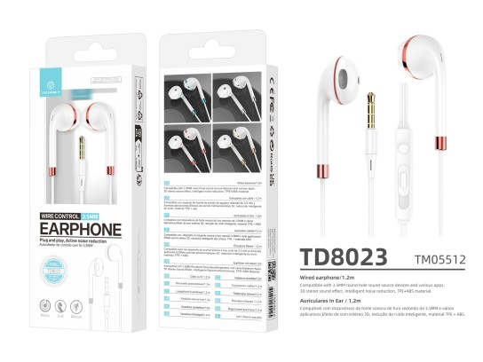 Cuffie cablate Techancy TD8023, spinotto da 3,5 mm, controllo a filo, microfono HD, cavo da 1,2 m Cuffie cablate Techancy TD8023, spinotto da 3,5 mm, controllo a filo, microfono HD, cavo da 1,2 m