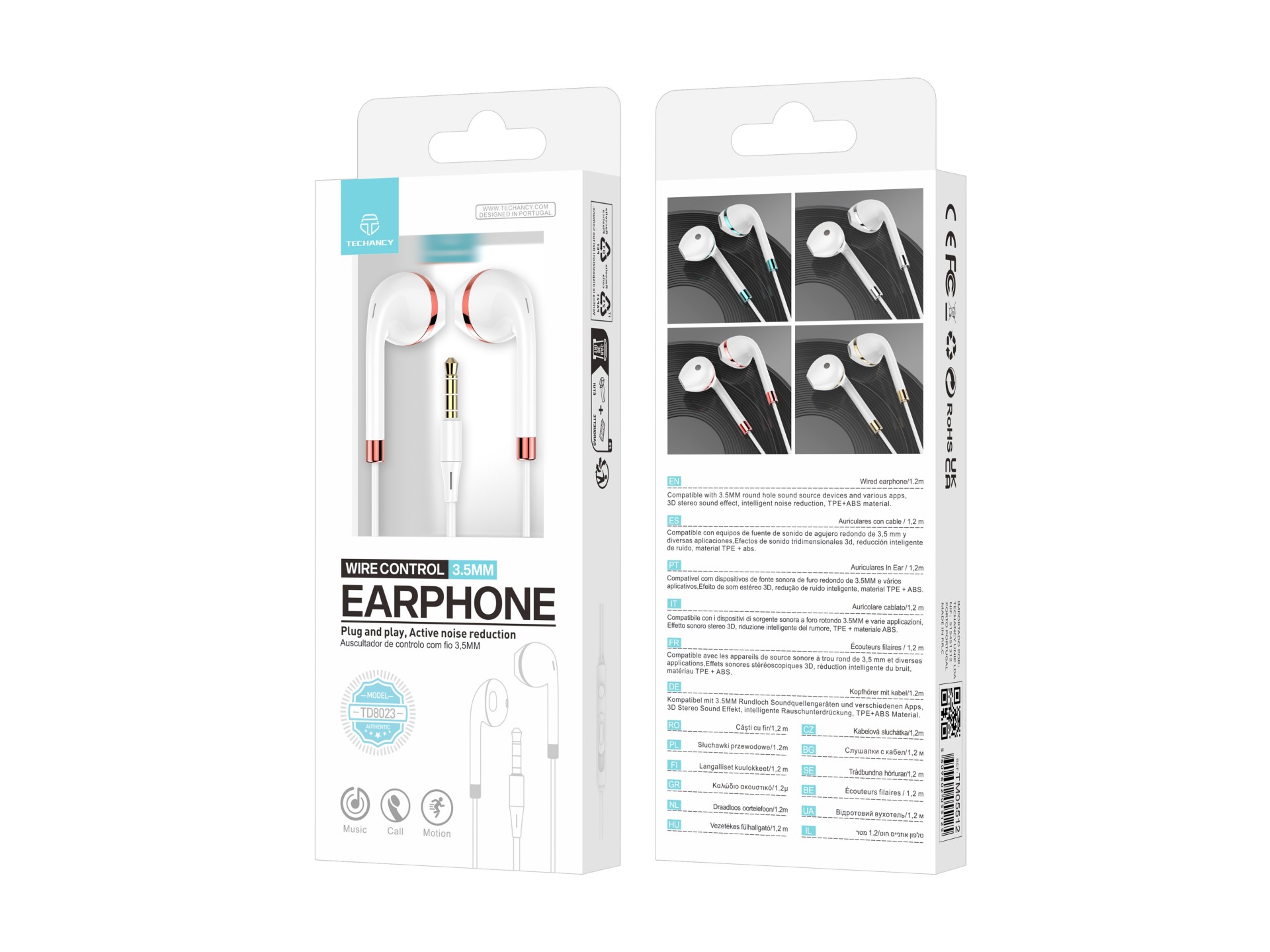 Cuffie cablate Techancy TD8023, spinotto da 3,5 mm, controllo a filo, microfono HD, cavo da 1,2 m Cuffie cablate Techancy TD8023, spinotto da 3,5 mm, controllo a filo, microfono HD, cavo da 1,2 m