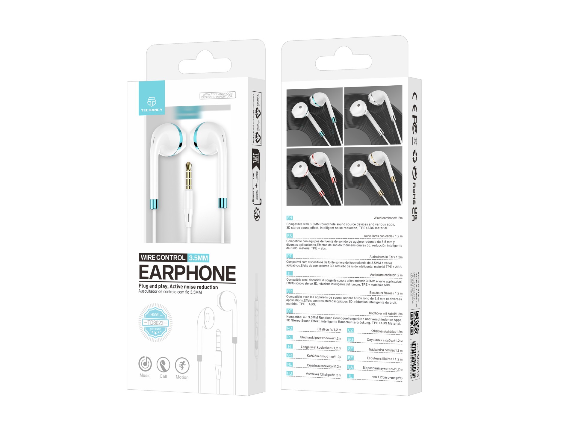 Techancy TD8023 kabelgebundenes Headset, 3,5-mm-Stecker, Kabelsteuerung, HD-Mikrofon, 1,2 m Kabel Techancy TD8023 kabelgebundenes Headset, 3,5-mm-Stecker, Kabelsteuerung, HD-Mikrofon, 1,2 m Kabel
