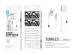Techancy TD8023 wired headset, 3.5mm plug, on-wire control, HD microphone, 1.2m cable
