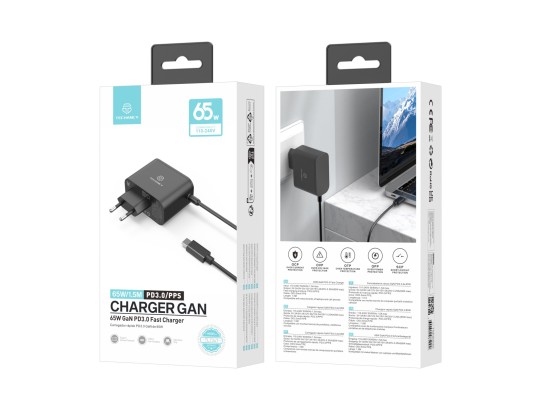 Cargador rápido Techancy TL7347 GaN USB-C de 65 W, pequeño y portátil, compatible con varios disposi Cargador rápido Techancy TL7347 GaN USB-C de 65 W, pequeño y portátil, compatible con varios disposi