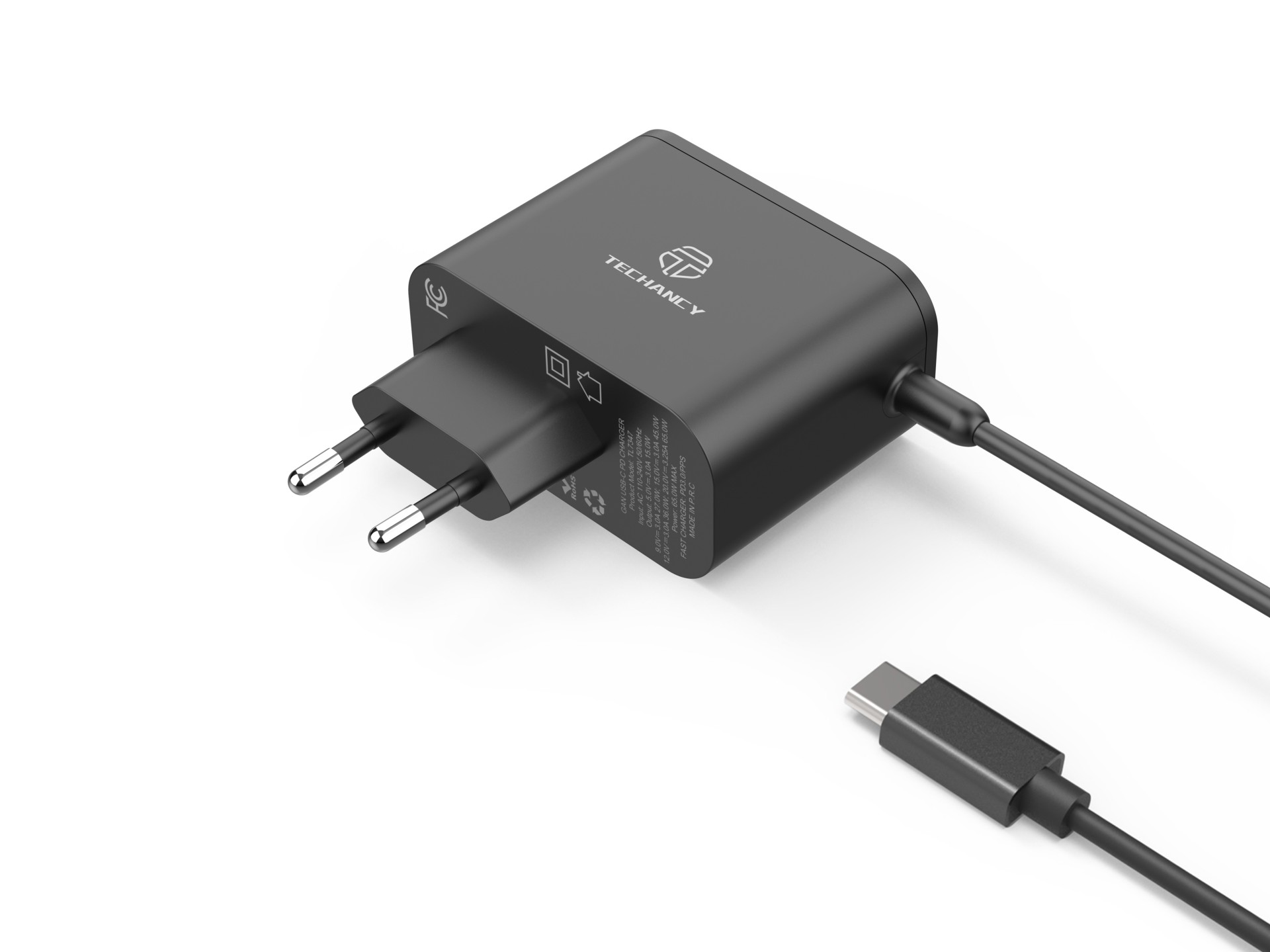 Cargador rápido Techancy TL7347 GaN USB-C de 65 W, pequeño y portátil, compatible con varios disposi Cargador rápido Techancy TL7347 GaN USB-C de 65 W, pequeño y portátil, compatible con varios disposi