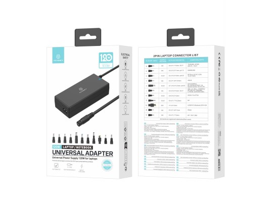 Adattatore di alimentazione universale Techancy TL7344 per computer portatili, con potenza di 120 W, Adattatore di alimentazione universale Techancy TL7344 per computer portatili, con potenza di 120 W,