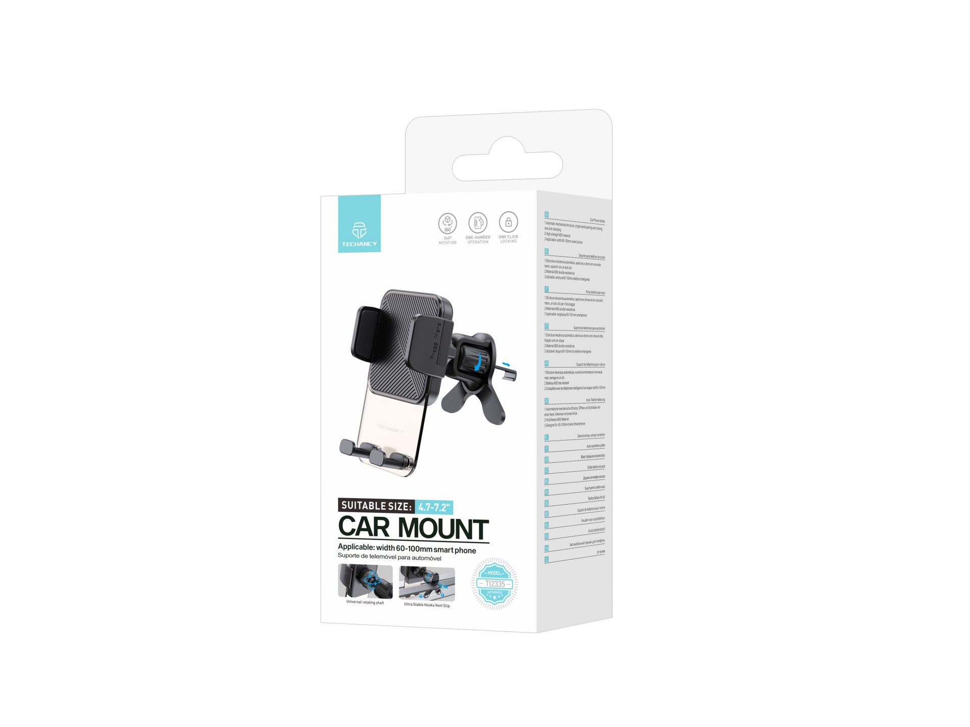 Techancy Portacellulare TI2335, Funzionamento con una sola mano, ABS ad alta resistenza, per smartph