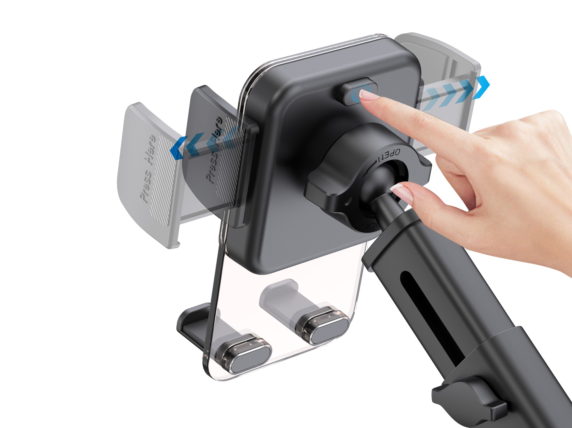 Techancy TI2337 Supporto per cellulare con ventosa, utilizzabile con una sola mano, ABS ad alta resi Techancy TI2337 Supporto per cellulare con ventosa, utilizzabile con una sola mano, ABS ad alta resi
