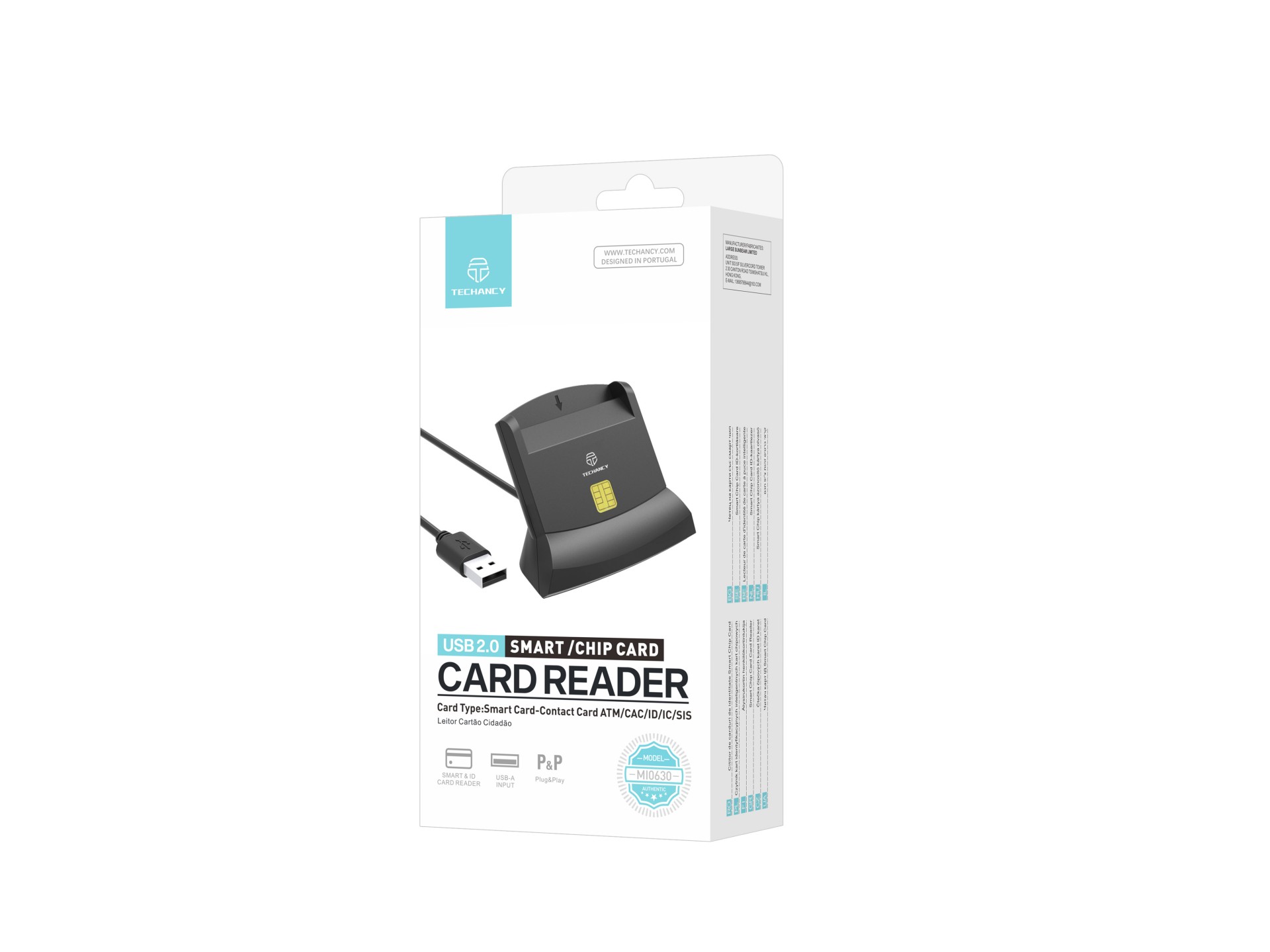 Techancy MI0630 lettore di smart card, interfaccia USB 2.0, supporta pi� tipi di carte, compatibile 