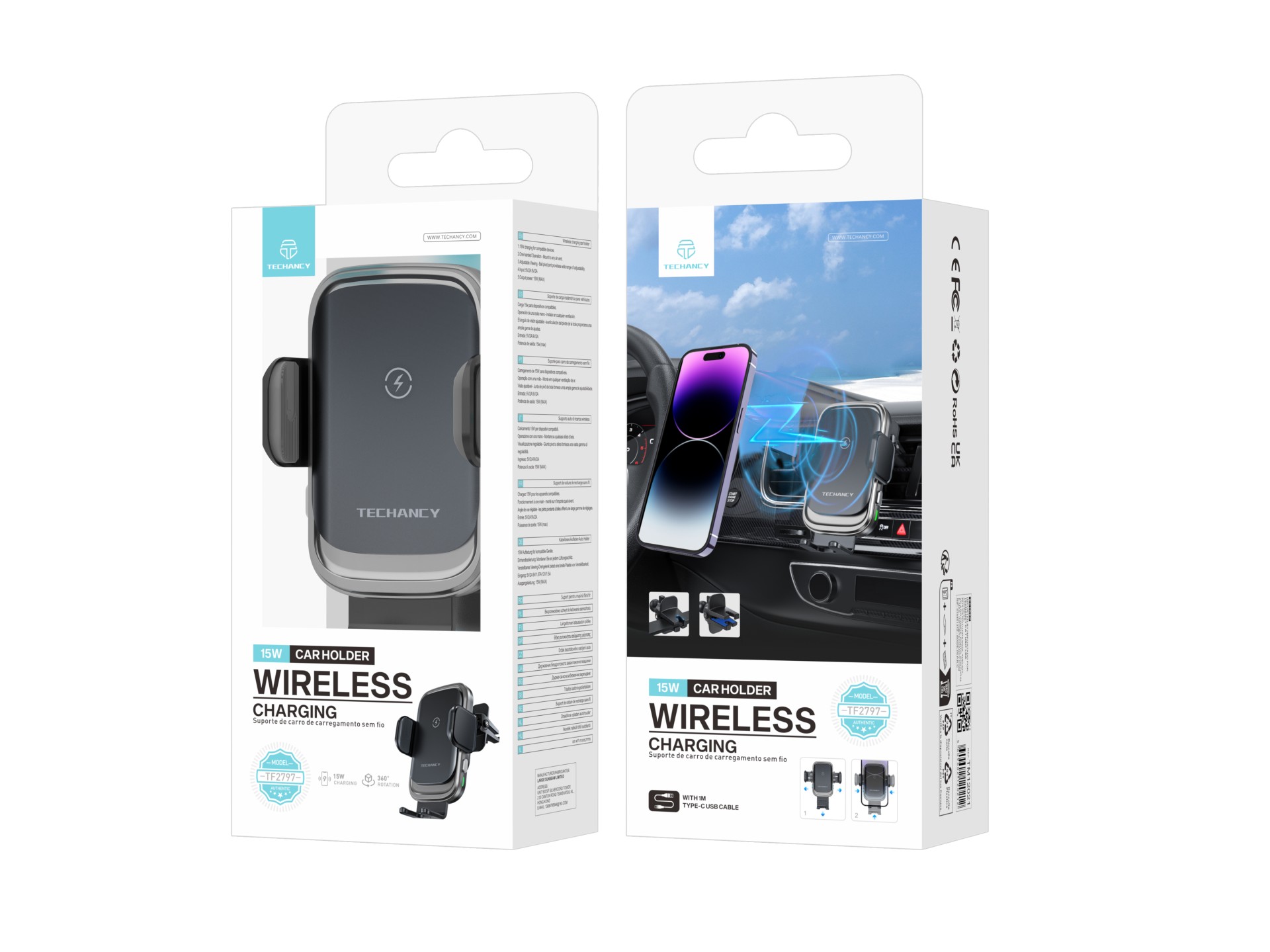 15W Wireless Car Charger, Wireless Mobile Phone Charger, Automatic Opening And Closing, Mobile Car M 15W Wireless Car Charger, Wireless Mobile Phone Charger, Automatic Opening And Closing, Mobile Car M