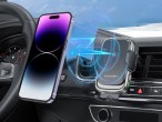 Chargeur de voiture sans fil 15W, chargeur de tlphone portable sans fil, ouverture et fermeture au