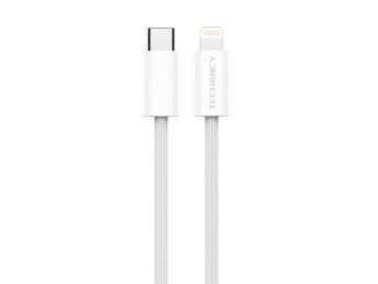 Techancy PD Data Cable TB1764, 25W, 1m white, USB-C to Lightning, compatible with iPhone 8/XS/11-14,