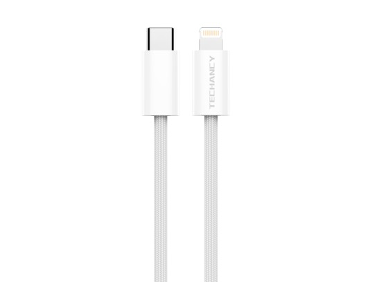 Techancy Cble de donnes PD TB1764, 25 W, 1 m blanc, USB-C vers Lightning, compatible avec iPhone 8