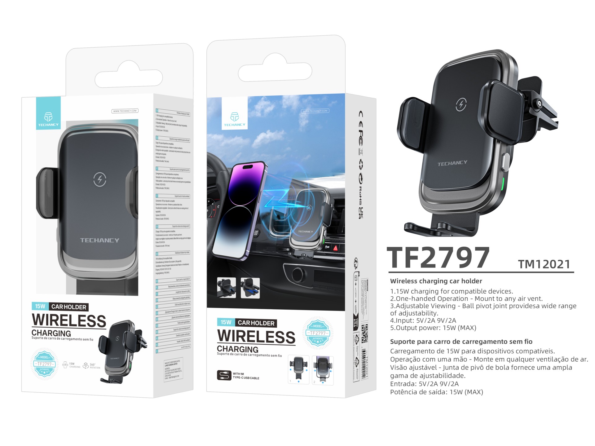 15W Wireless Car Charger, Wireless Mobile Phone Charger, Automatic Opening And Closing, Mobile Car M 15W Wireless Car Charger, Wireless Mobile Phone Charger, Automatic Opening And Closing, Mobile Car M