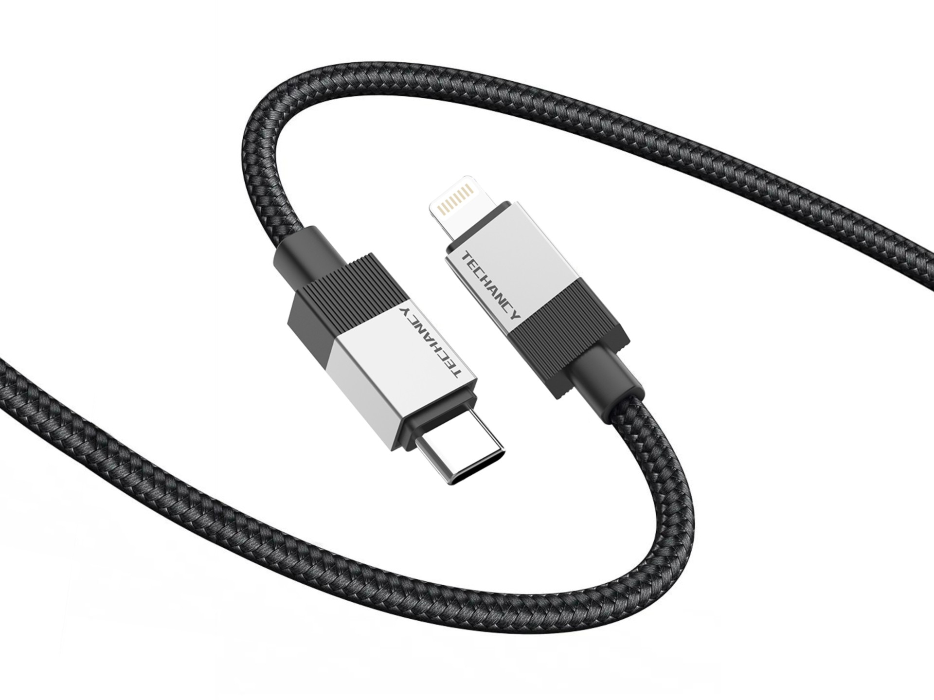 Techancy Cabo de dados PD TB1800, 27 W, 1 m preto, USB-C para Lightning, conector de liga de alumíni Techancy Cabo de dados PD TB1800, 27 W, 1 m preto, USB-C para Lightning, conector de liga de alumíni