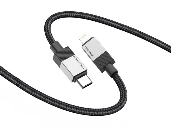 Techancy Cabo de dados PD TB1800, 27 W, 1 m preto, USB-C para Lightning, conector de liga de alumíni Techancy Cabo de dados PD TB1800, 27 W, 1 m preto, USB-C para Lightning, conector de liga de alumíni