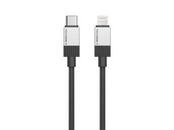 Techancy PD Data Cable TB1800, 27W, 1m black, USB-C to Lightning, aluminum alloy connector, compatib